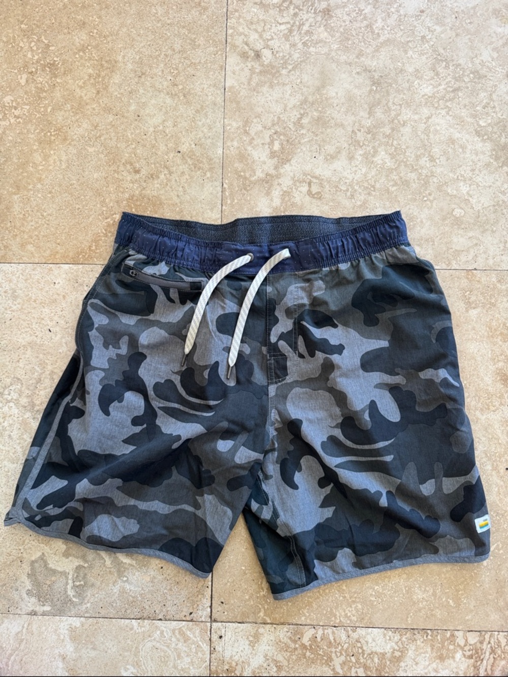 Gray Black Camo Shorts with Drawstring